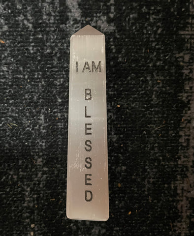 SELENITE AFFIRMATION TOWER- BLESSED
