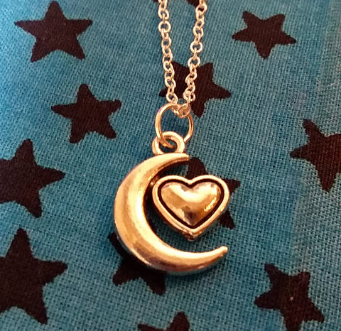 MOON WITH HEART NECKLACE