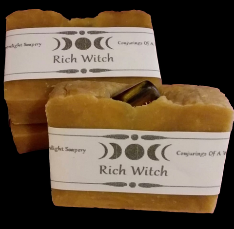 RICH WITCH INTENTION SOAP WITH TIGER'S EYE CRYSTAL ENERGY