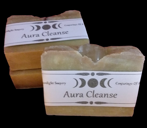 AURA CLEANSE INTENTION SOAP INFUSED WITH CLEAR QUARTZ CRYSTAL